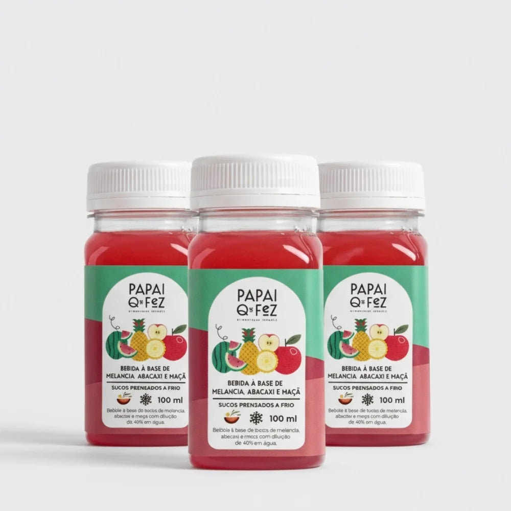 Kit Suco Melancia, Abacaxi e Maçã – 3 unidades de 100ml cada