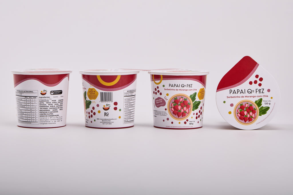 Sorbetinho de Morango com Chia - sem açúcar