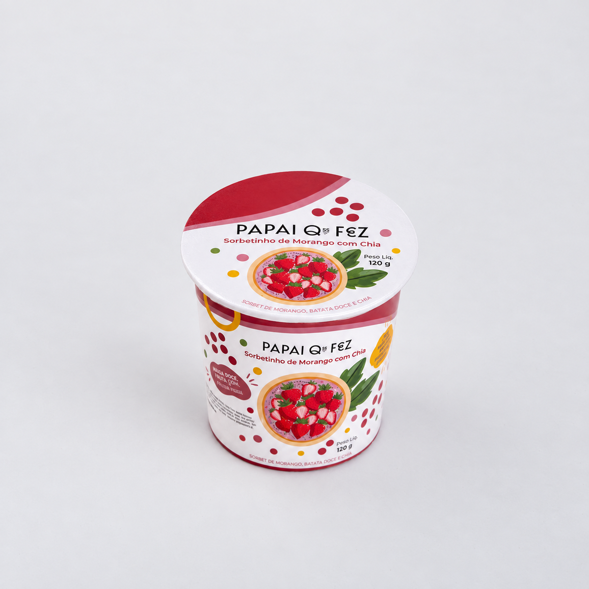 Sorbetinho de Morango com Chia - sem açúcar