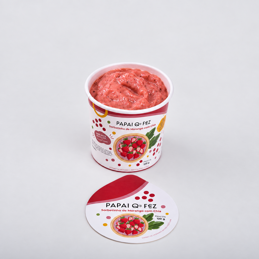 Sorbetinho de Morango com Chia - sem açúcar