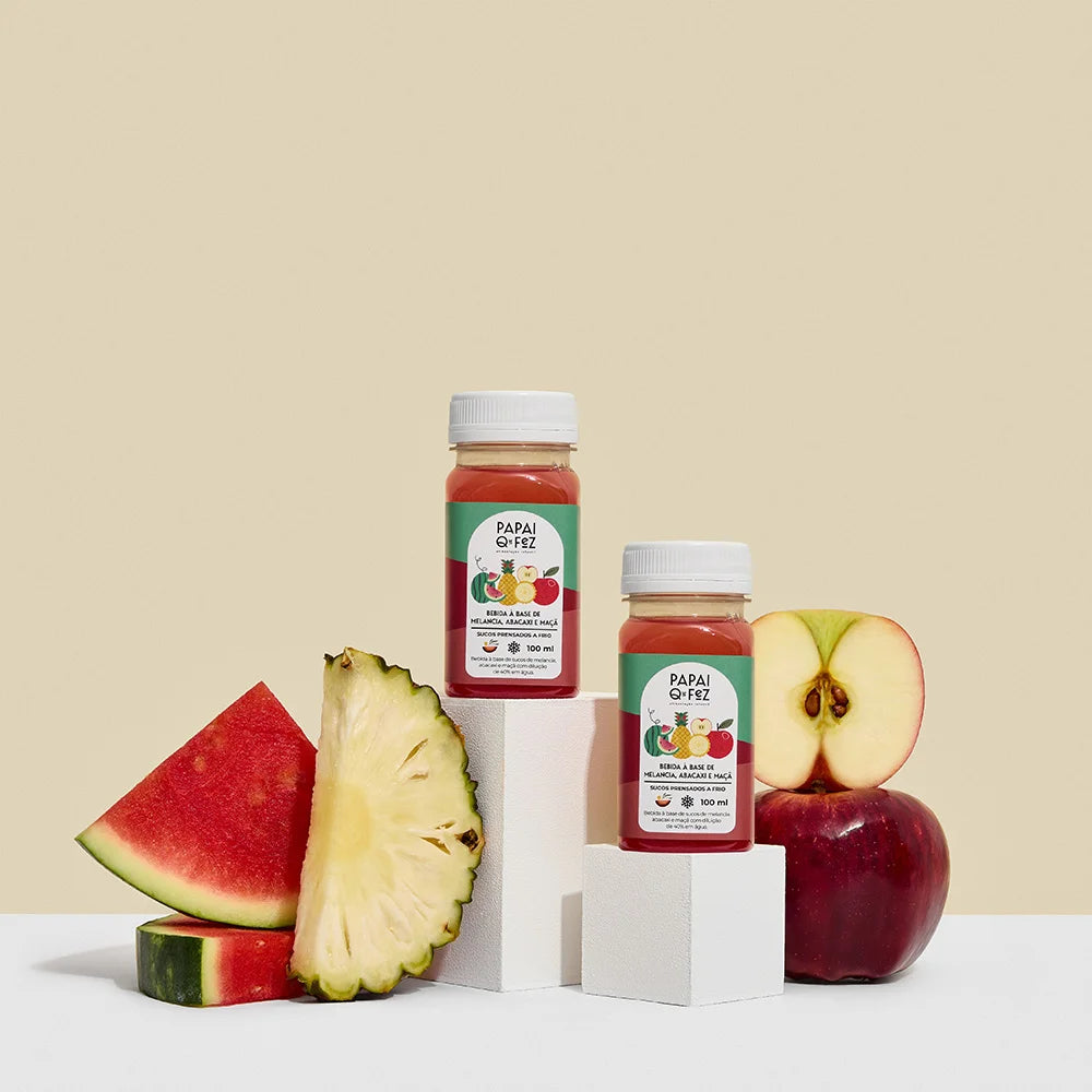 Kit Suco Melancia, Abacaxi e Maçã – 3 unidades de 100ml cada